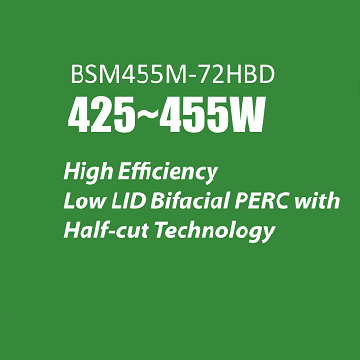  블루 선 BSM455M-72HPH 425W-455W 퍼크 반 전지 태양 전지판 Datasheet 