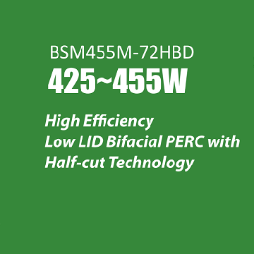  블루 선 BSM455M-72HBD 425W-455W 양면 반쪽 전지 태양 전지판 Datasheet 