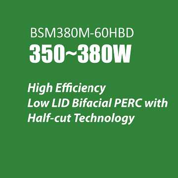  블루 선 BSM380M-60HBD 350W-380W 양면 반쪽 전지 태양 전지판 Datasheet 