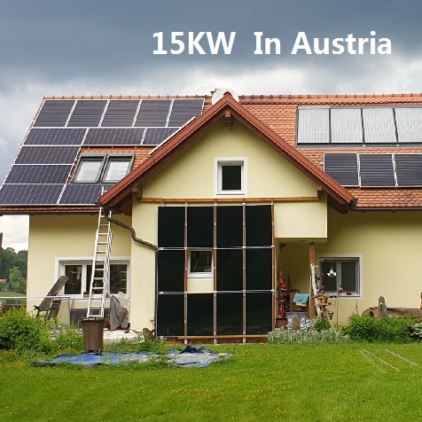 오스트리아의 Bluesun 15KW 지붕널 PV 패널 프로젝트